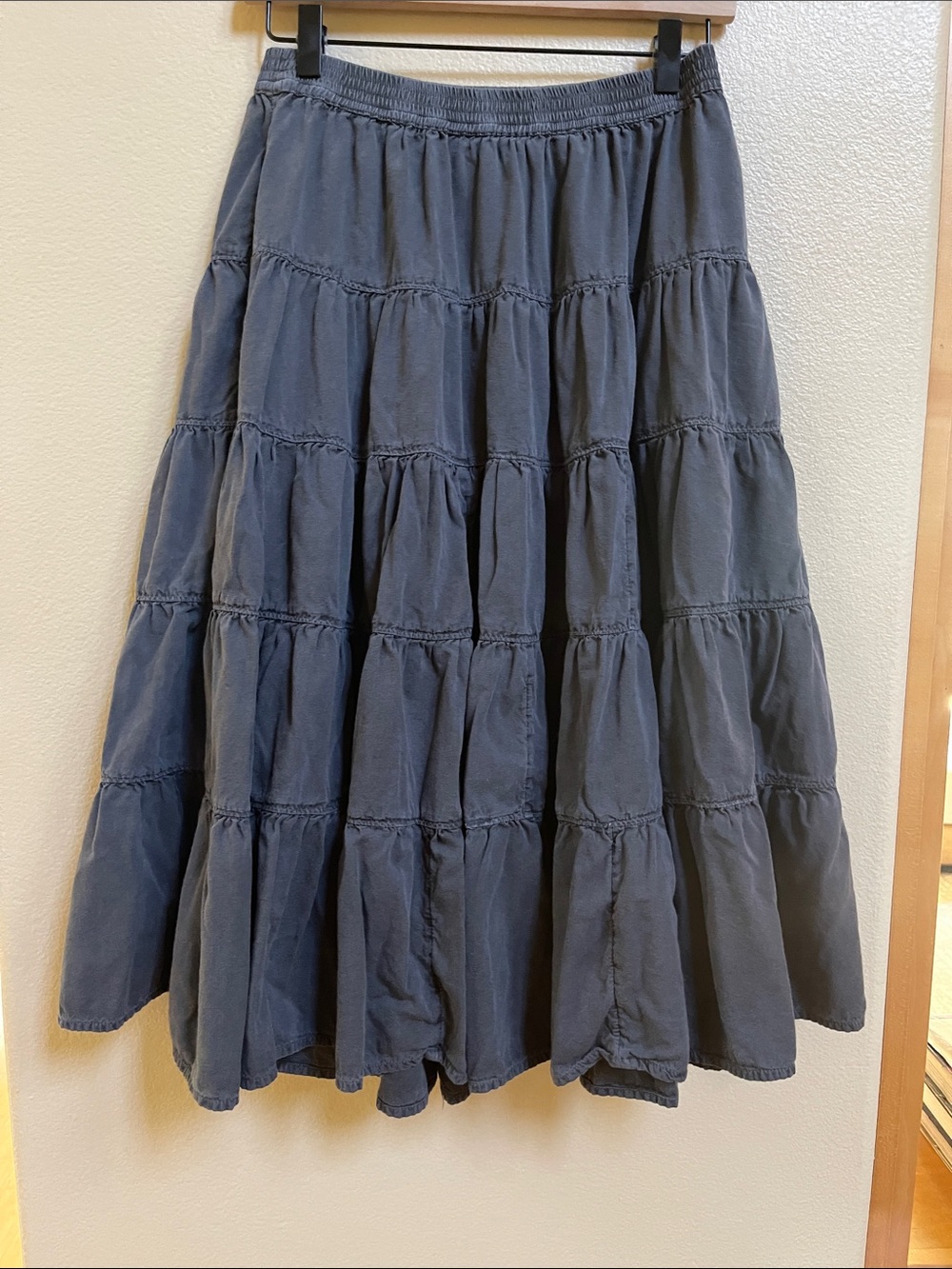 Free People Tiered Maxi Skirt in Charcoal Gray